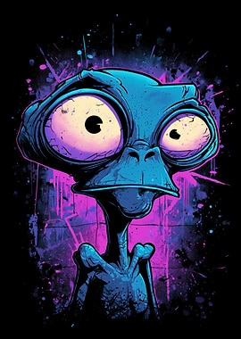 Cartoon Alien with Big Eyes
