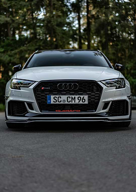 White Audi RS3 Front View