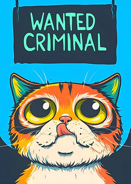 Wanted Criminal Cat Poster