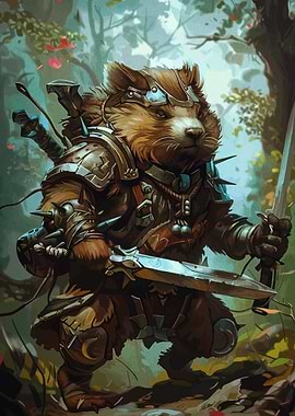 Armored Beaver Warrior in Forest