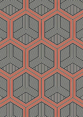 Geometric Hexagon Pattern with Lines