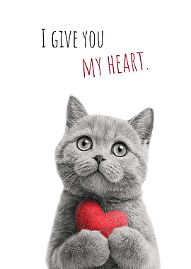 Cat with Heart Valentine's Day
