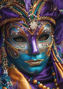 Ornate Venetian Carnival Mask Close-Up