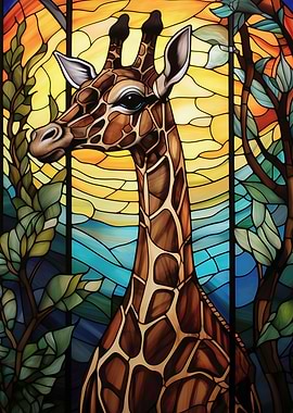 Stained Glass Giraffe Portrait