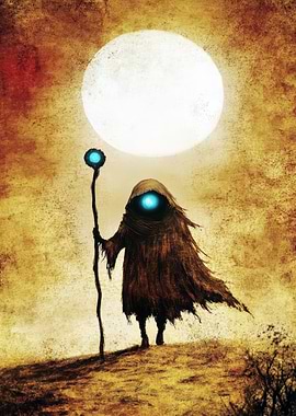 Mystic Figure Under the Moon