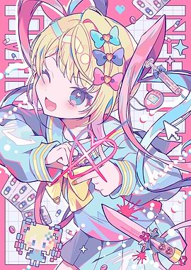 Pastel Anime Girl with Yami Kawaii Elements