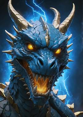 Blue Dragon with Golden Horns