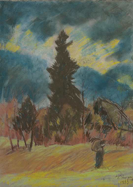 Landscape with Figure and Tall Tree