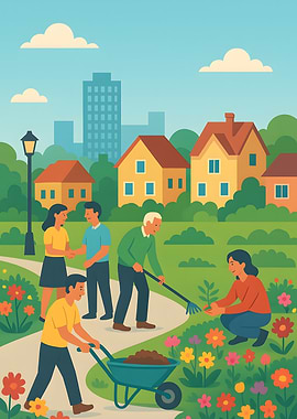 Community Gardening Illustration