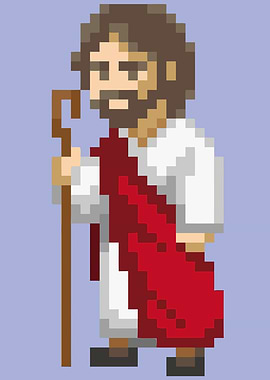 Pixel Art Jesus with Staff