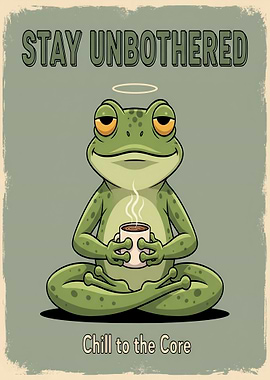 Unbothered Frog with Coffee