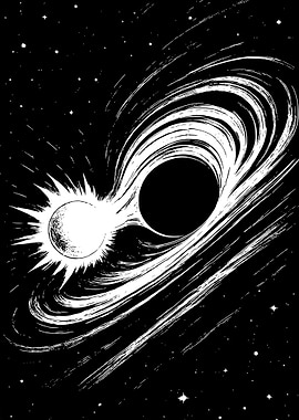 Black Hole and Star Collision Art