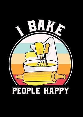 I Bake People Happy Baking Illustration