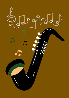 Saxophone and Music Notes Illustration