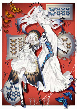 Anime Girls with Butterflies and Scissors
