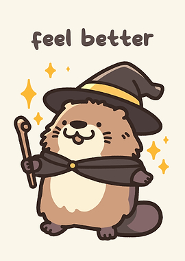 Feel Better Otter Wizard Illustration