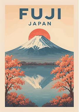 Mount Fuji Japan Travel Poster
