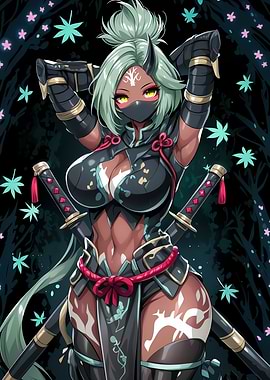Anime Ninja Girl with Swords