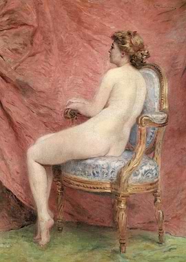 Nude woman sitting in a chair