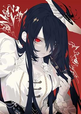 Anime Girl with Red Eyes and Pipe