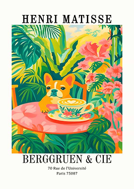 Henri Matisse Inspired Dog Cafe Art
