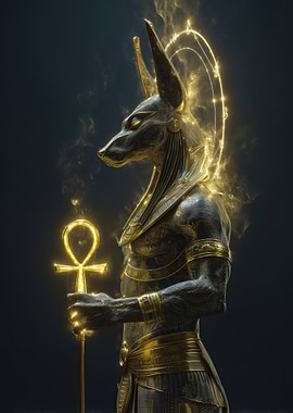 Anubis with Ankh Staff