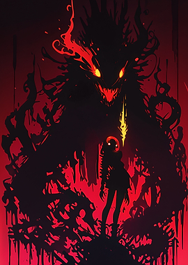 Silhouette of Girl and Monster