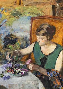 Woman Arranging Flowers Painting