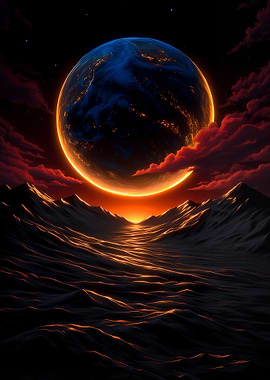 Planetary Landscape with Glowing Horizon