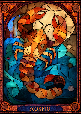 Scorpio Zodiac Sign Stained Glass Art