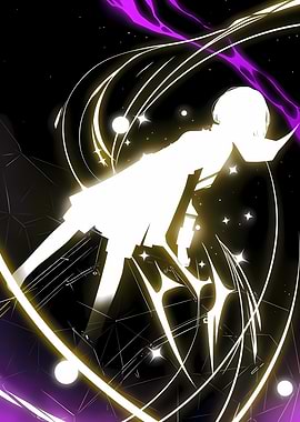 Anime Girl Silhouette with Energy Effects