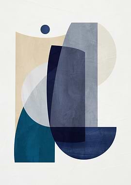 Abstract Geometric Shapes in Blue and Beige
