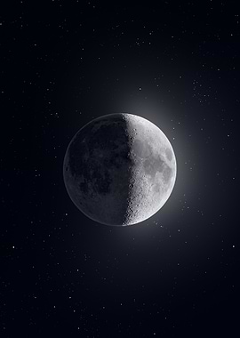 Half Moon in Starry Night Sky