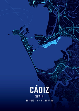 Cádiz Midnight City Map