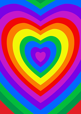 Rainbow Heart Concentric Pattern