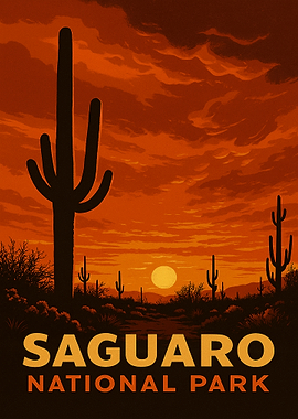 Saguaro National Park Sunset Poster