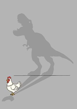 Chicken with Dinosaur Shadow