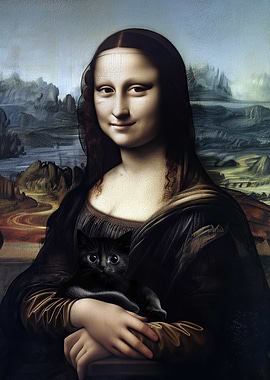 Mona Lisa with Black Cat