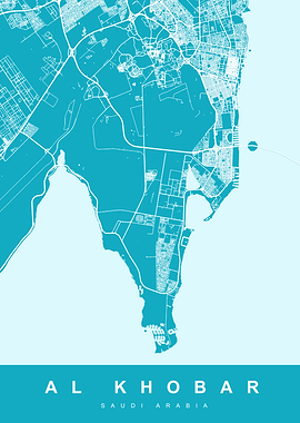 Al Khobar, Saudi Arabia Map Art