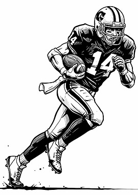 American Football Player Running Illustration