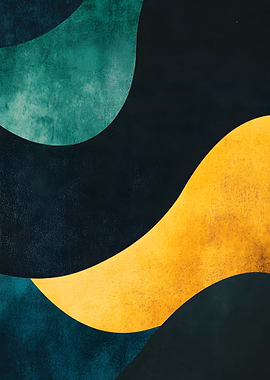 Abstract Shapes in Teal and Yellow