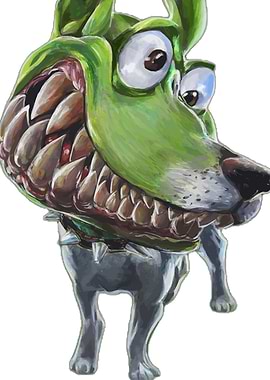 Cartoon Dog with Many Teeth