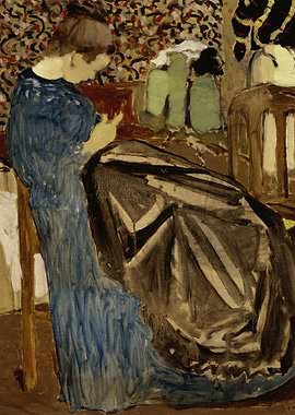 Woman Sewing, Impressionist Interior Scene