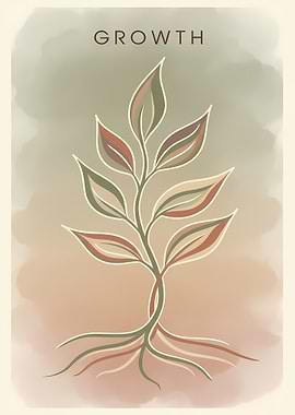 Growth Plant Illustration with Watercolor Background