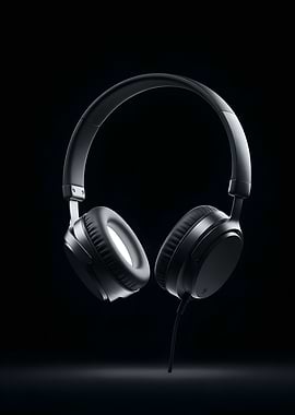 Black Headphones on Black Background