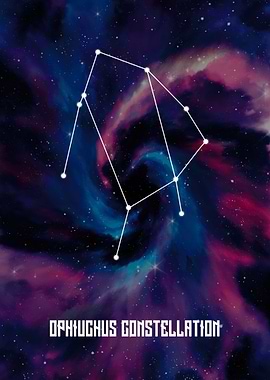 Ophiuchus Constellation on Nebula Background