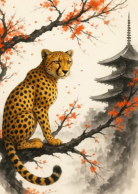 Cheetah in Japanese Garden