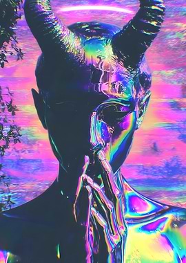 Iridescent Devil with Halo Digital Art