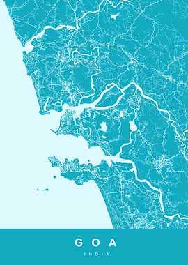 Goa, India Map Art Print