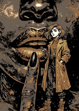 Woman with Phone and Giant Face